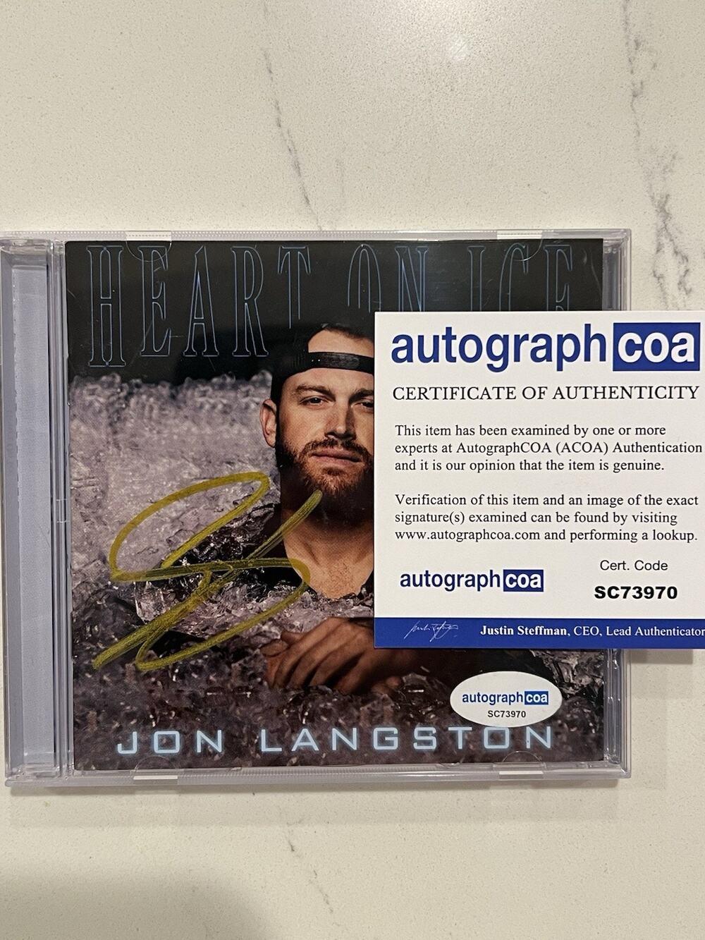 JON LANGSTON COA ACOA Signed Autograph "HEART ON ICE" CD Country Music 2023 #2